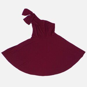 ANNA KIM size L burgundy 1-shoulder party/cocktail dress poly/span machine wash